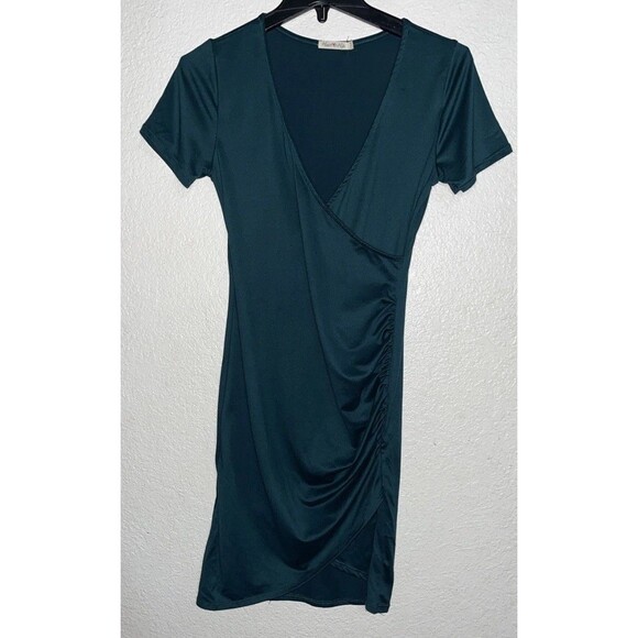 Heart & Hips Side Rouche Bodycon Dress Women Size Small Green - Picture 4 of 6